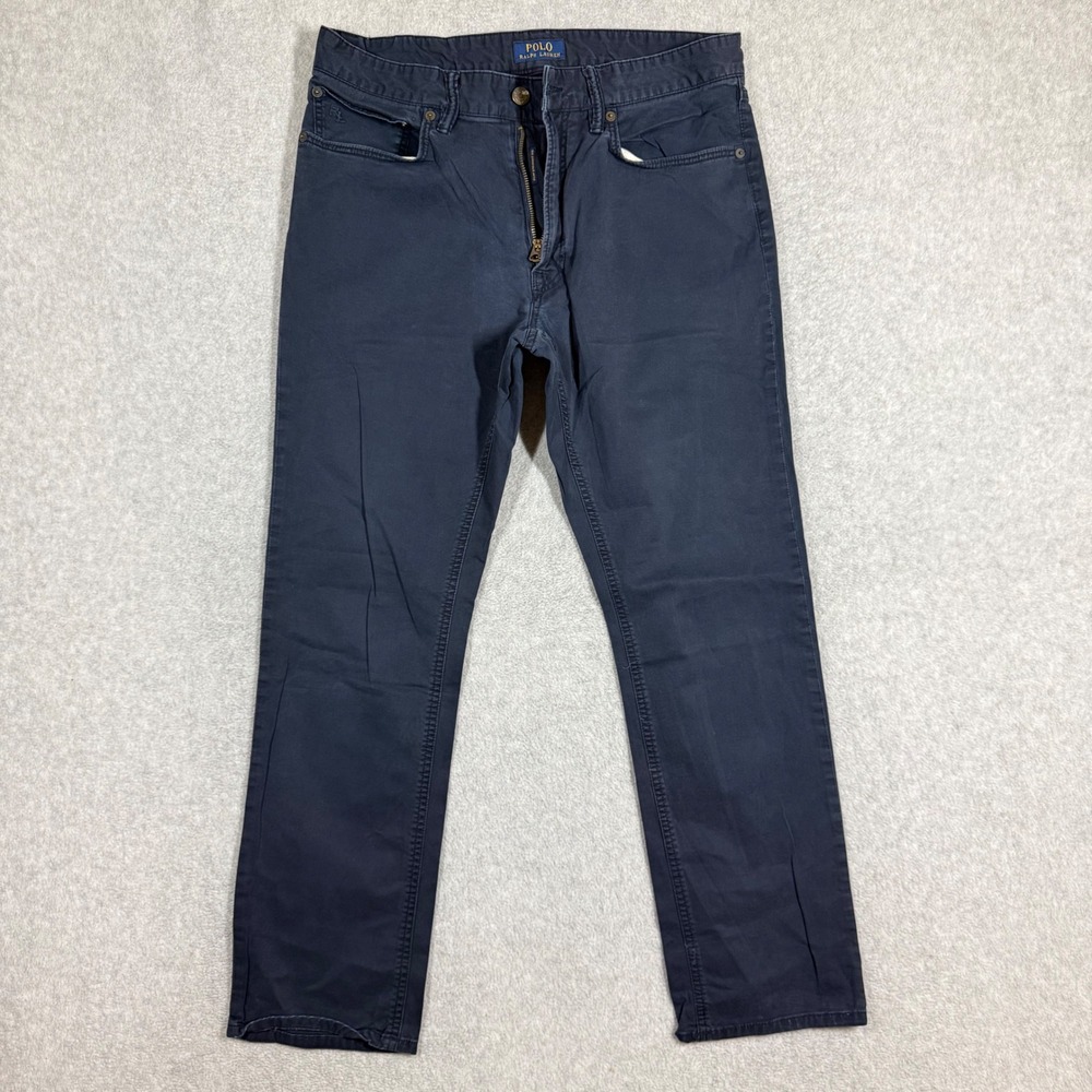Polo Ralph Lauren Slim Straight Fit Chinos Mens 32x30 Navy Blue Talon Zipper